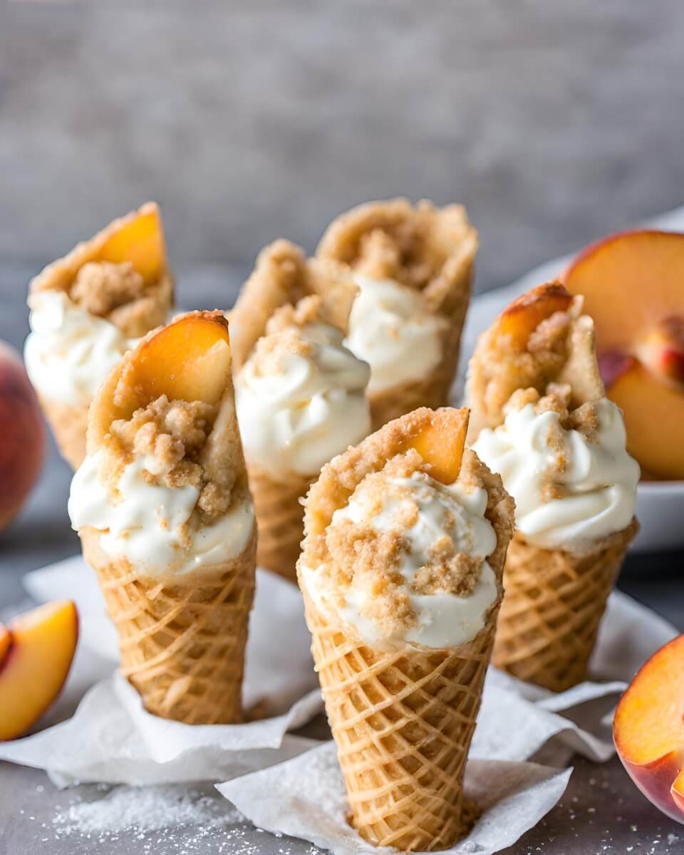 PEACH COBBLER CHEESECAKE CONES 1