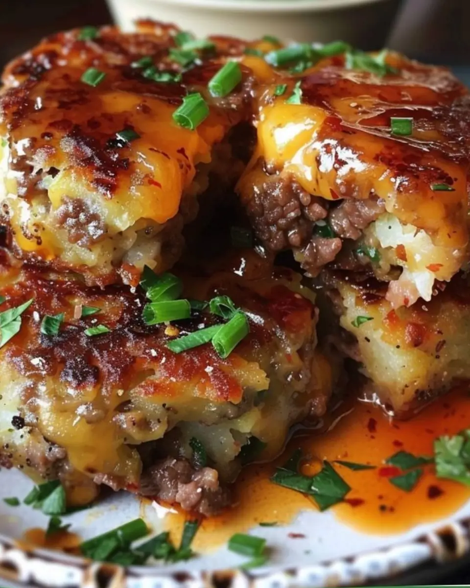 Cheesy Beef Stuffed Potato Cakes 7