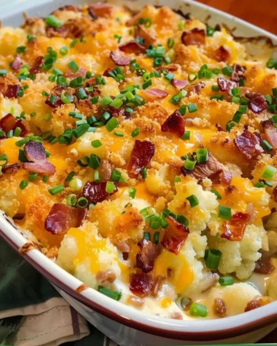 Cheesy Loaded Cauliflower Casserole