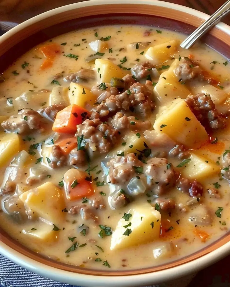 Creamy Potato Hamburger Soup 8