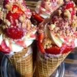 Strawberry Crunch Cheesecake Cones 2 Strawberry Crunch Cheesecake Cones