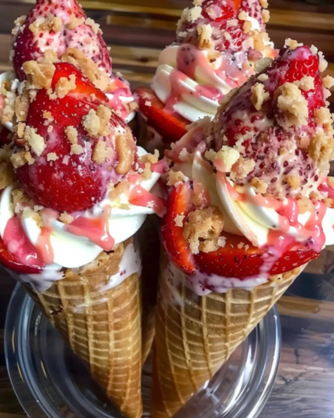 Strawberry Crunch Cheesecake Cones