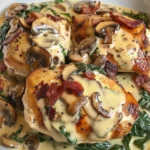 Chicken with Creamed Spinach, Bacon, and Mushrooms 2 Chicken with Creamed Spinach