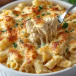 Garlic Parmesan Chicken Pasta Bake 2 ndulge in the ultimate comfort dish with this Garlic Parmesan Chicken Pasta Bake. Featuring tender pasta, succulent chicken, and a creamy garlic Parmesan sauce, all baked to golden perfection under a blanket of melted cheese. It's a family favorite that's easy to prepare and perfect for any occasion.