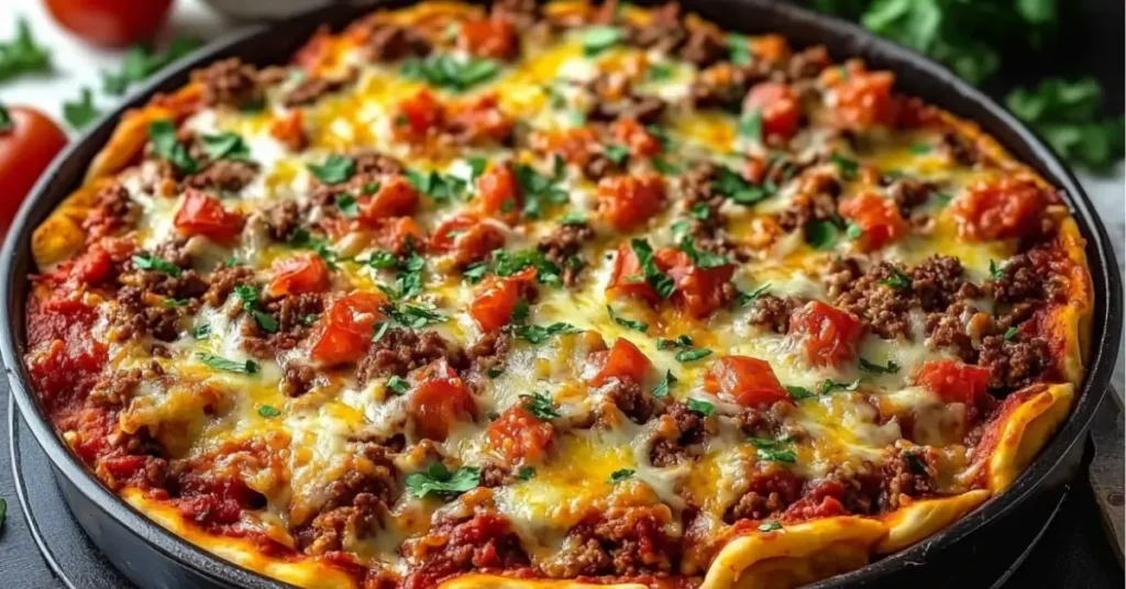 Cheesy Beef Pizza Casserole 6 Cheesy Beef Pizza Casserole