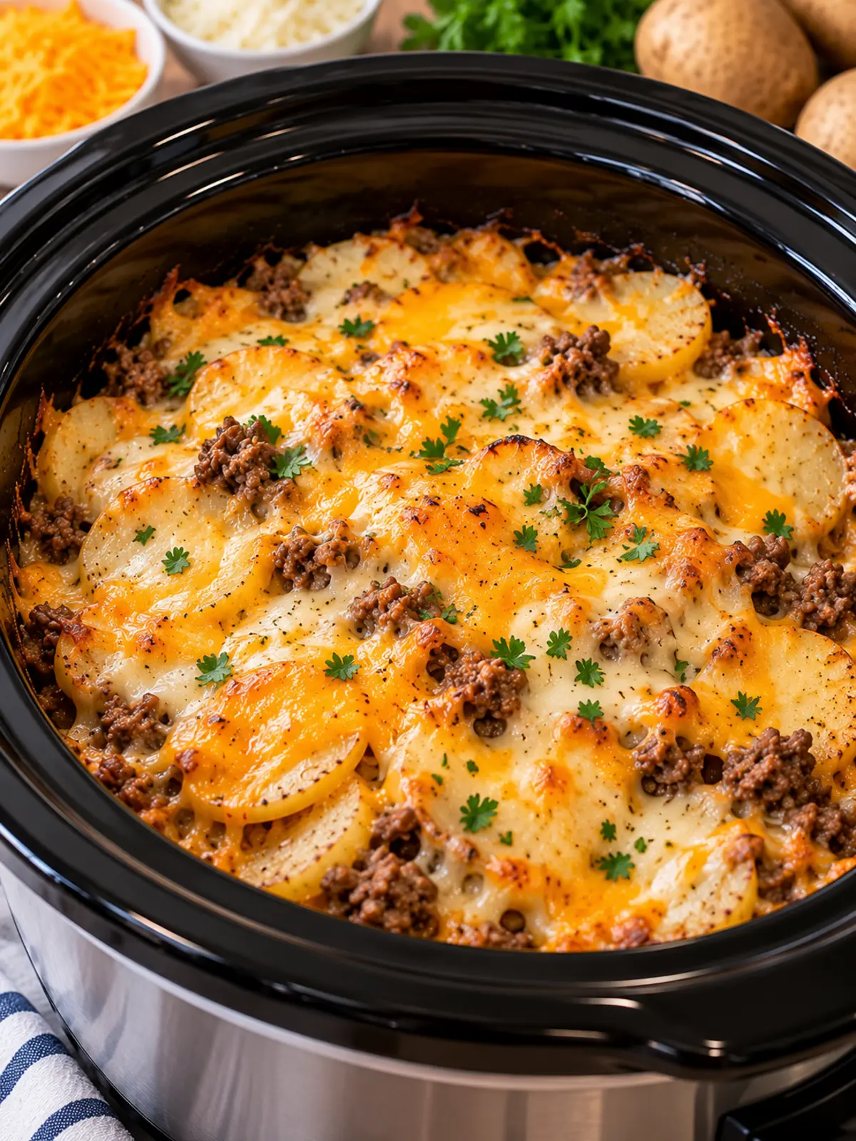 Cheesy Hamburger Potato Casserole for Comforting Meals — process