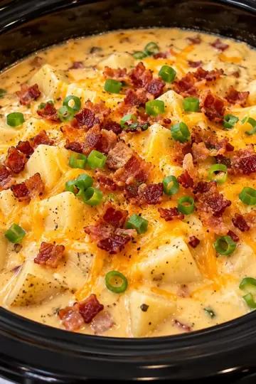 Crock Pot Potato Soup with Bacon and Cream Cheese — featured